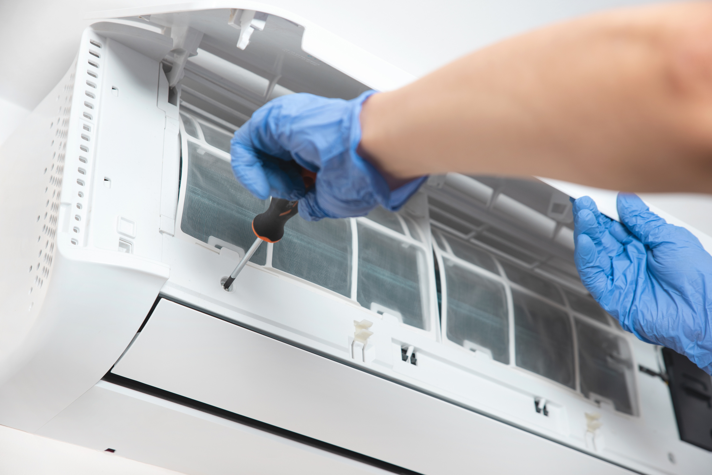Close Up of Air Conditioned Unit Service Being Fixed 