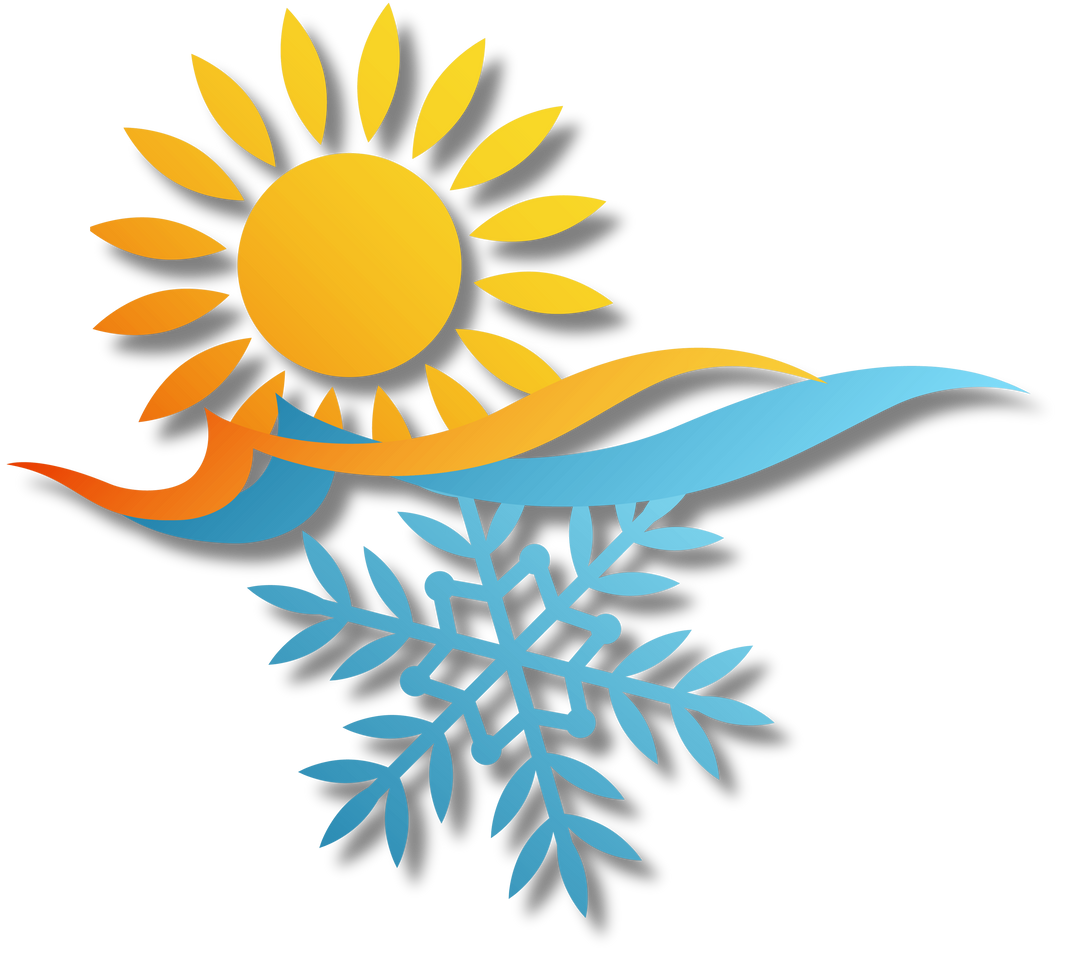 Sun snowflake and air waves. Air conditioner symbol