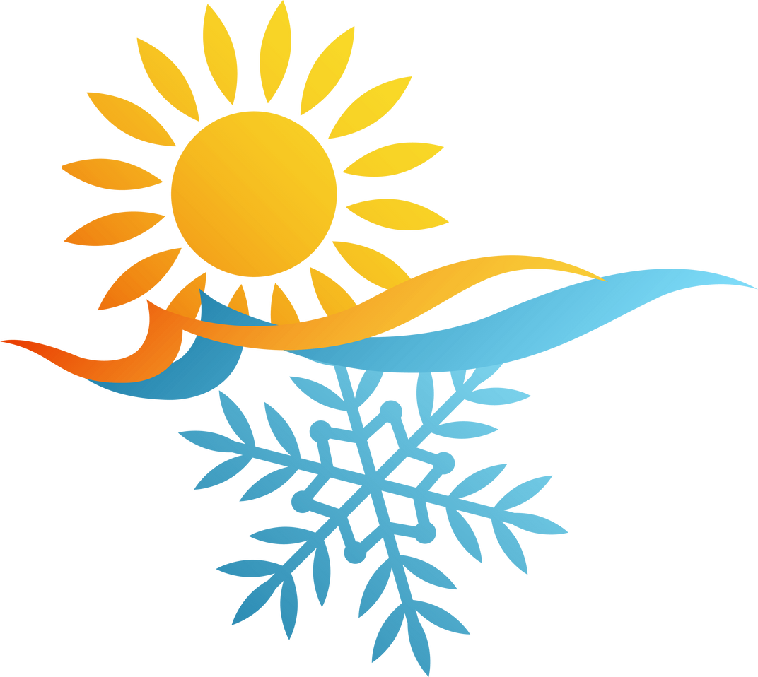 Sun snowflake and air waves. Air conditioner symbol